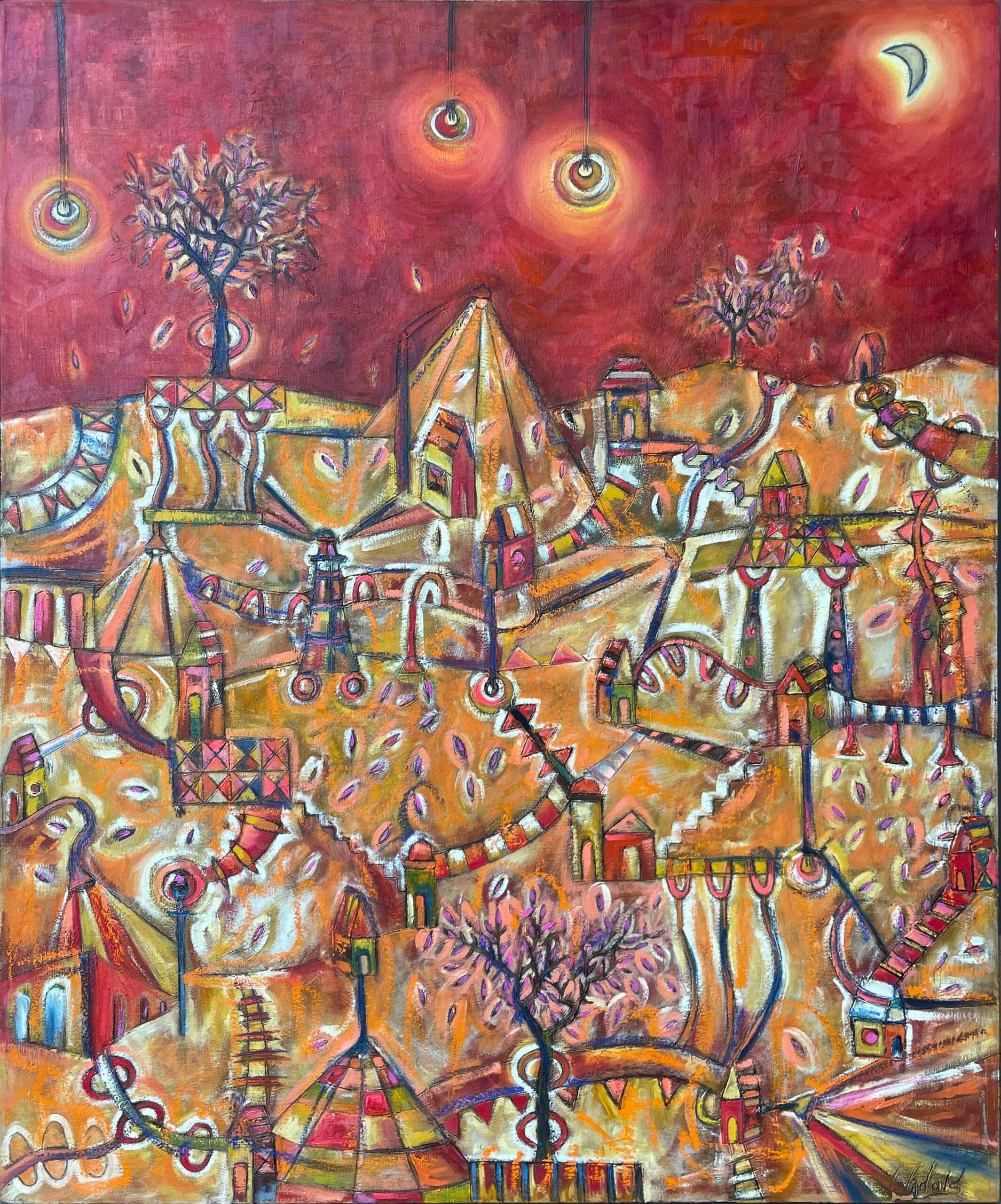 Sunset Valley (2024), óleo sobre tela 120 × 100 cm de Jorge Vidals en Aura Galerías