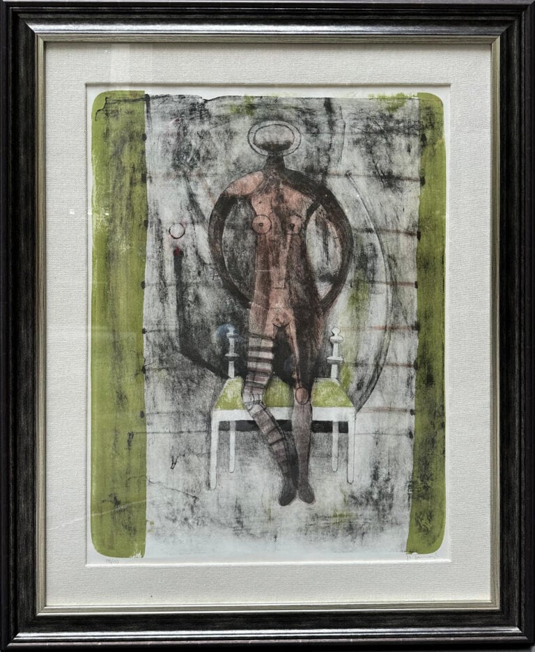 Obra "Mujer con Medias Malva" de Rufino Tamayo, representada por Aura Galerías