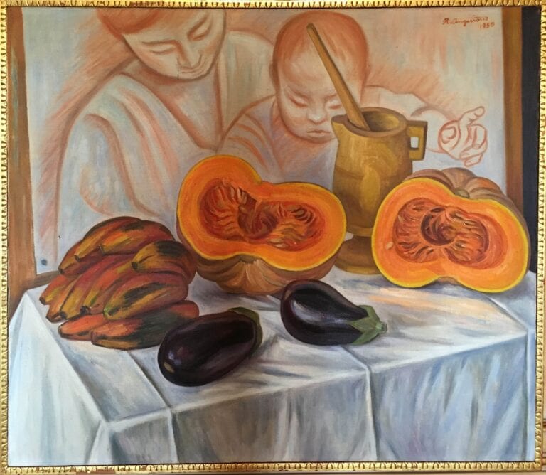 Obra "Naturaleza Muerta" de Raul Anguiano, representada por Aura Galerías