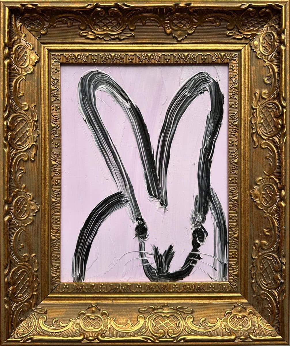 Lavender, oil on wood painting by Hunt Slonem, 10 x 8 in, 2026, in antique frame — Aura Galerías