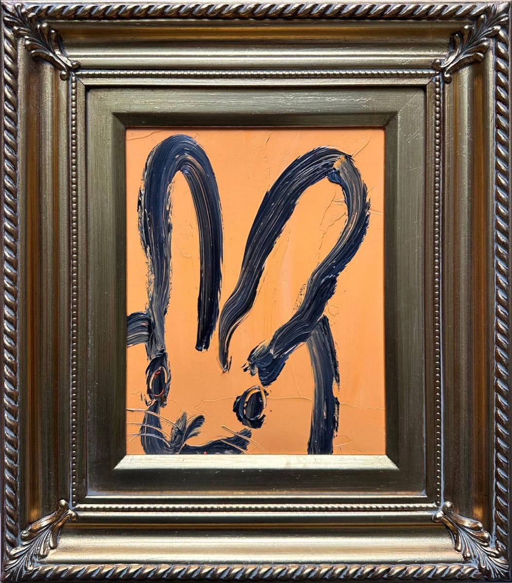 Soft Sun, oil on wood painting by Hunt Slonem, 10 x 8 in, 2026, in antique frame — Aura Galerías