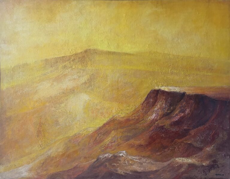Obra "Paisaje Amarillo II, Óleo sobre Tela, 105 x 130 cm, por Byron Gálvez — Aura Galerías" de Byron Gálvez, representada por Aura Galerías